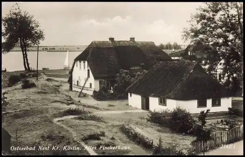 Postcard Nest (Pommern) Unieście Altes Fischerhaus 1928