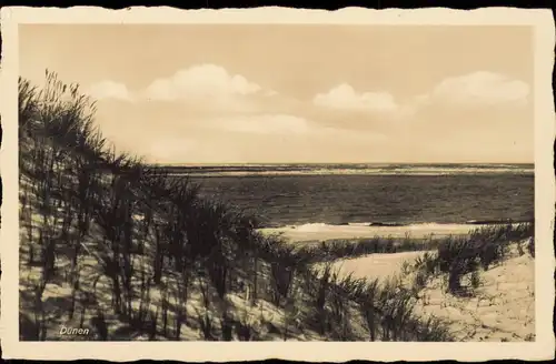 Postcard Nest (Pommern) Unieście Strand, Dünen 1938