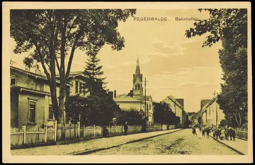Postcard Regenwalde Resko Bahnhofstraße b. Labes Pommern 1925