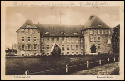 Postcard Regenwalde Resko Bismarck-Schule, Pommern 1918