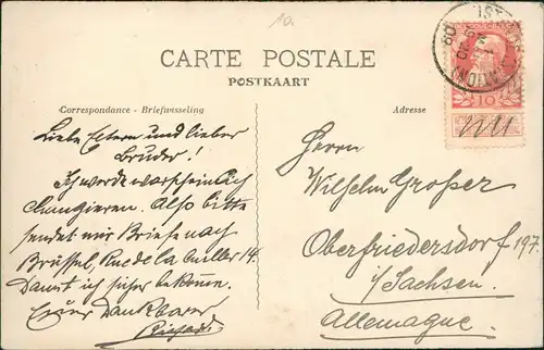 Postkaart Ostende Oostende Fischerei-Hafen Le Bassin de Pêche 1909