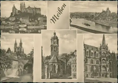 Ansichtskarte Meißen DDR Mehrbildkarte mit Stadtteilansichten 1961