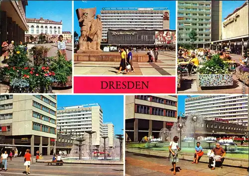 Dresden Verkehrsmuseum, Lenindenkmal Prager Straße, Restaurant in der Prager Straße 1979