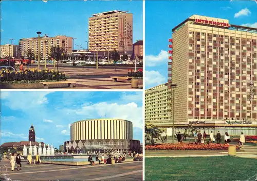 Seevorstadt-Dresden Pirnaischer Platz, Prager Straße mit Rundkino Dresden, Interhotel "Newa" 1975