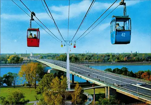 Ansichtskarte Köln Kölner Rheinseilbahn mit Zoobrücke 1985