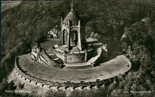 Porta Westfalica Luftaufnahme Kaiser-Wilhelm-Denkmal Porta Westfalica 1958