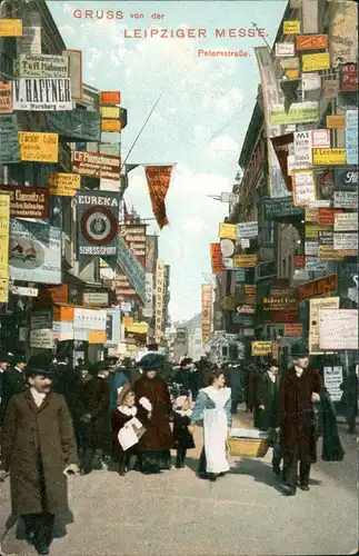 Ansichtskarte Leipzig Petersstrasse während der Messe 1911