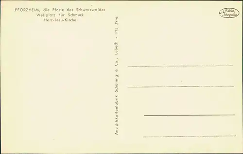 Ansichtskarte Pforzheim Herz-Jesu-Kirche 1935