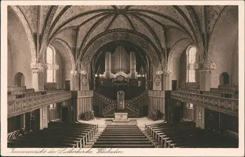 Ansichtskarte Wiesbaden Innenansicht der Lutherkirche 1932