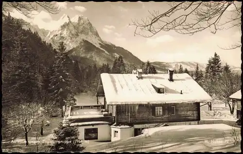 Garmisch-Partenkirchen Umland-Ansicht Aulealm gegen Zugspitzgruppe (2964 m) 1960
