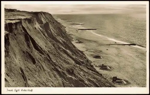 Ansichtskarte Sylt Insel Sylt Rote Kliff Nordsee Panorama 1950