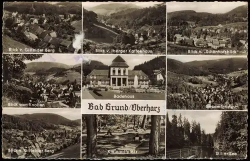 Bad Grund (Harz) Mehrbildkarte u.a. mit Blick v. Iberger Kaffeehaus 1958