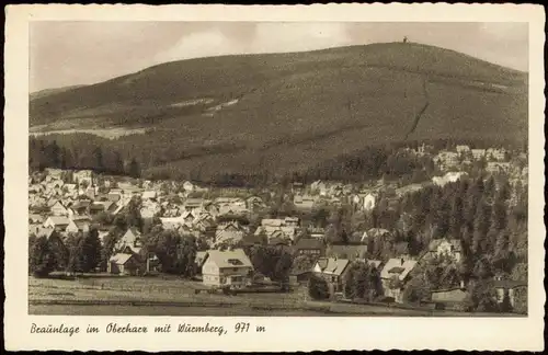 Ansichtskarte Braunlage Panorama Teilansicht mit Wurmberg 1956