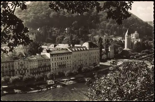 Ansichtskarte Bad Ems Panorama-Ansicht, Partie an der Lahn 1957