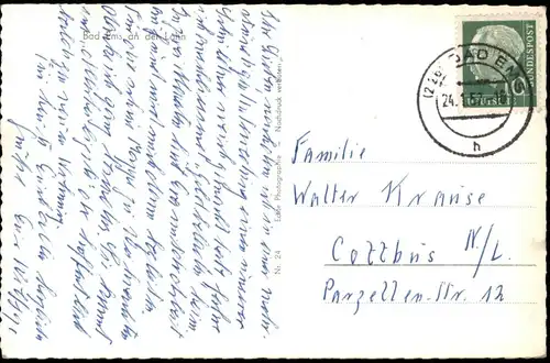 Ansichtskarte Bad Ems Panorama-Ansicht, Partie an der Lahn 1957