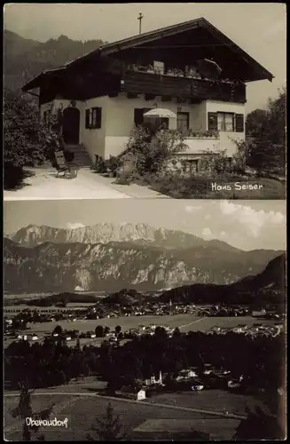 Ansichtskarte Oberaudorf 2-Bild-Karte Panorama-Ansicht und Haus Seiser 1962