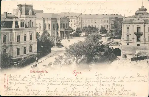 Postcard Eger Cheb Theaterplatz 1898