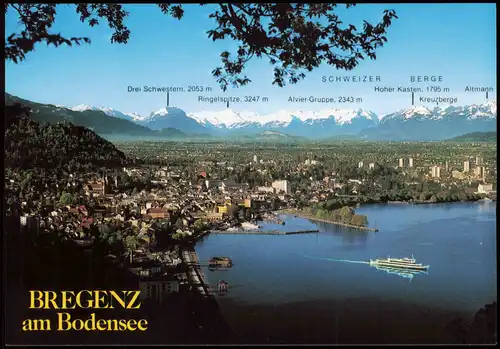 Bregenz Panorama-Ansicht gegen Rheintal und Schweizer Berge 2000