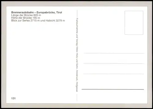 Ansichtskarte Innsbruck Brennerautobahn Europabrücke Tirol 1990