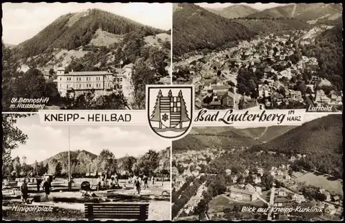 Lauterberg Harz Mehrbild-AK  Luftbild St. Bennostift Minigolfplatz 1963/1962