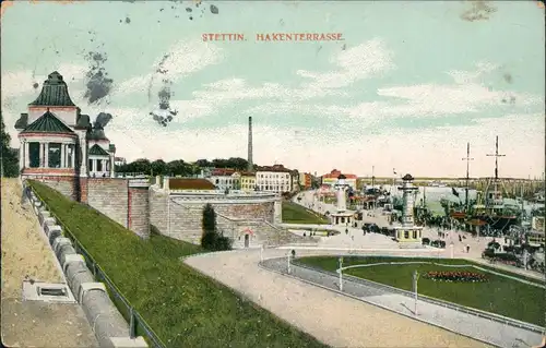 Postcard Stettin Szczecin Hakenterrasse/Wały Chrobrego Promenade 1908