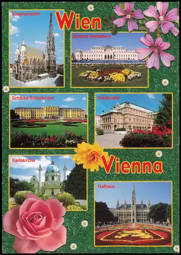 Wien Stephansdom Schloss Schönbrunn Staatsoper (Mehrbild-AK) 2012