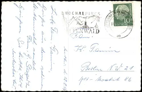 Ansichtskarte Mittenwald Umlandansicht Lautersee m. Karwendel 1957