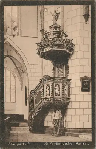 Stargard in Pommern Stargard Szczeciński Marienkirche - Kanzel, Pommern 1922