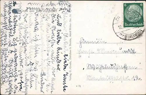 Postcard Ziegenort Trzebież Straße u. Strand, Pommern b. Pölitz 1939