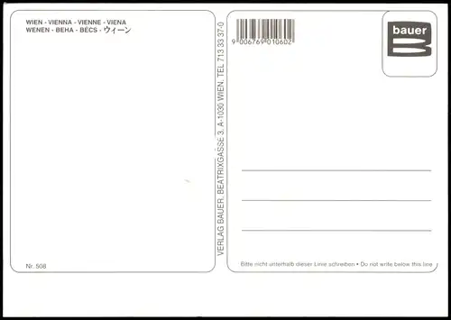 Wien Mehrbild-AK u.a. Rathaus Museum Staatsoper Parlament Riesenrad 2000