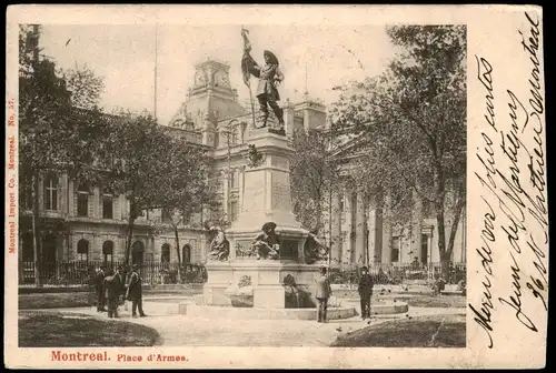Postcard Montreal Place d'Armes 1904