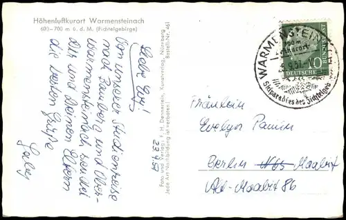 Ansichtskarte Warmensteinach Panorama-Ansicht 1957