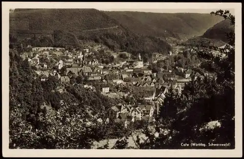 Ansichtskarte Calw Panorama-Ansicht 1957   Bahnpost gelaufen (Bahnpoststempel)