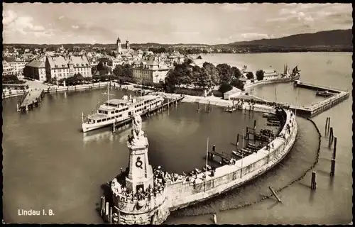 Lindau (Bodensee) Hafen Bodensee aus der Vogelschau-Perspektive 1960