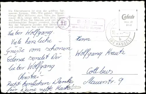Ansichtskarte Waldeck (am Edersee) Ferienland Waldeck, Talsperre MB 1959