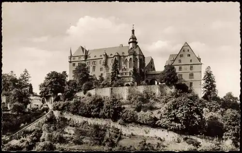 Ansichtskarte Marburg an der Lahn Partie am Schloss - Fotokarte 1961