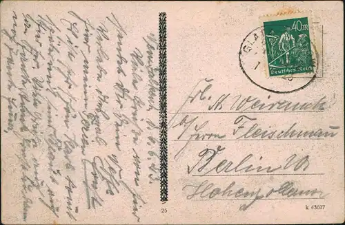 Bad Altheide Polanica-Zdrój Stadt Kurhaus 1923  gel. Bahnpoststempel Glatz