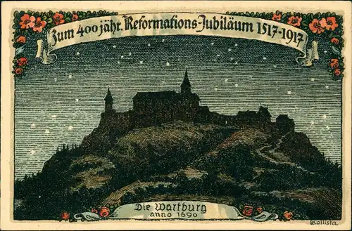 Ansichtskarte Eisenach Wartburg Künstlerkarte 400 Jahre Reformation 1917
