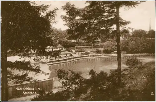 Ansichtskarte Netzschkau (Vogtland) Schwimmbad 1928