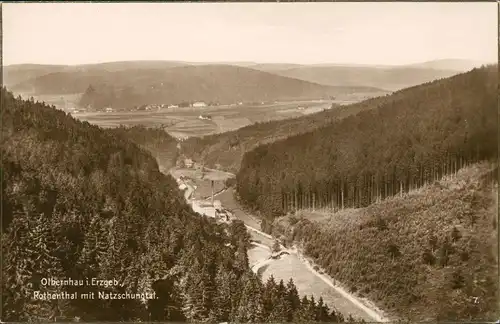 Ansichtskarte Olbernhau Rothenthal mit Natzschungtal. 1928