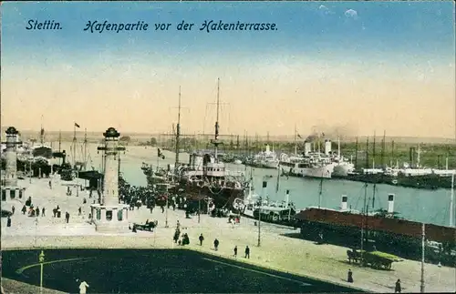 Postcard Stettin Szczecin Hafen, Dampfer 1913