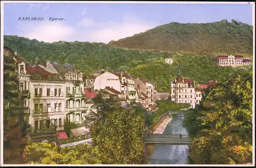 Postcard Karlsbad Karlovy Vary Egerstrasse 1928