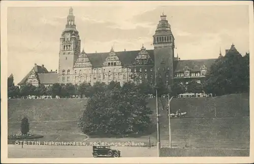 Postcard Stettin Szczecin Hakenterrasse, Regierungsgebäude. 1931