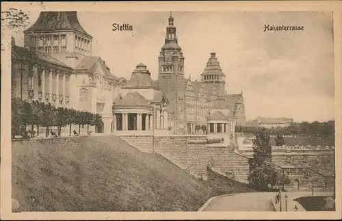 Postcard Stettin Szczecin Hakenterrasse 1922  gel. Vorinfla Frankatur