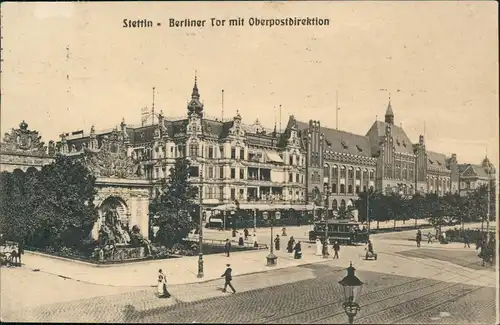 Stettin Szczecin Berliner Tor, Straßenbahn Oberpostdirektion 1910