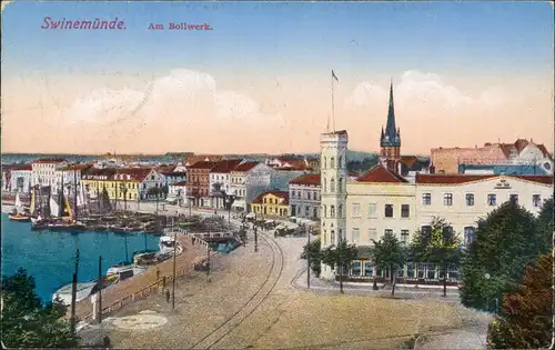 Postcard Swinemünde Świnoujście Am Bollwerk. 1918