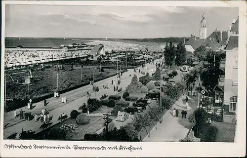 Postcard Swinemünde Świnoujście Promenade mit Kurhaus 1939