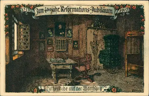 Ansichtskarte Eisenach Lutherstube Wartburg 400 Jahre Reformation 1917