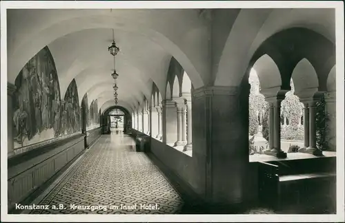 Ansichtskarte Konstanz Kreuzgang im Insel Hotel. 1930