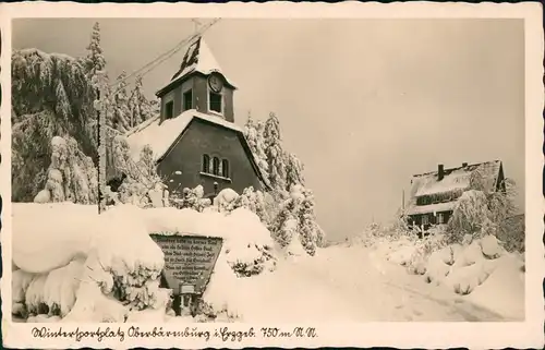 Oberbärenburg-Altenberg (Erzgebirge) Kirche, Straße im Winter 1939